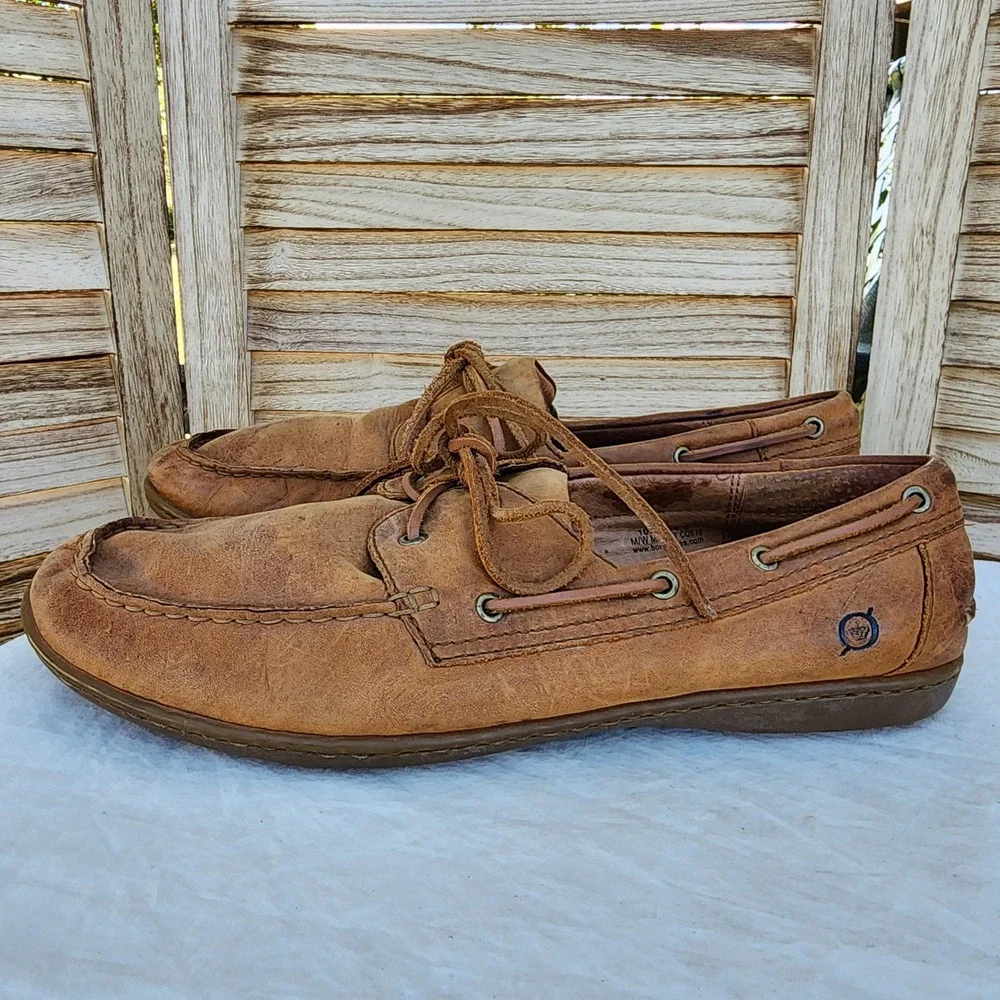 Born Sz 10.5 Brown Leather Boat Shoe Loafer Preppy Moccasin Quiet Luxury Casual